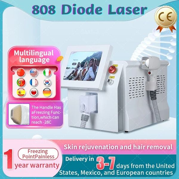 Macchina per la depilazione del laser a diodi 808nm La migliore macchina per la depilazione permanente Rimuove il dispositivo del laser per capelli 755 808 1064