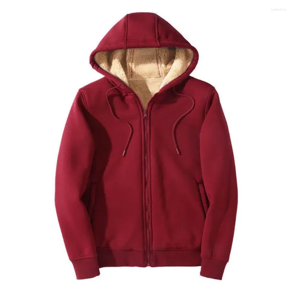 Felpe con cappuccio da uomo 2023 Felpa con cappuccio Inverno caldo Cappotto spesso Outwear Giacca con cappuccio Zip in pile Pelliccia Cardigan da uomo Solido