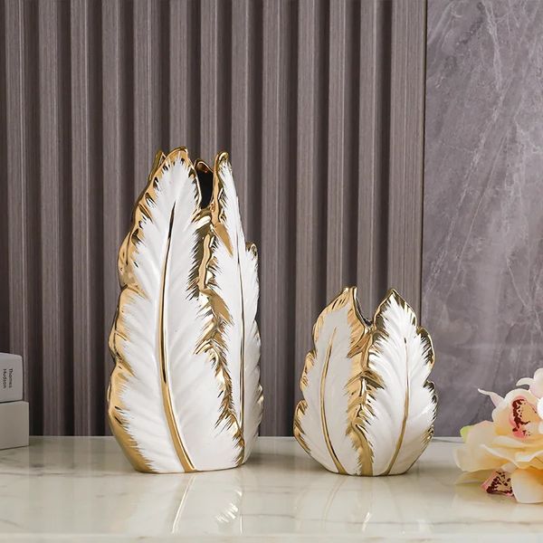 Vasen Nordic Light Luxus Gold bemalt Keramik High-End-Vasen personalisierte Wohnzimmer Veranda Dekoration TV-Schrank kreatives Zuhause d 231120
