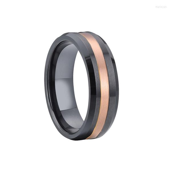 Ringos de cluster 2023 Design Cerâmica preta 14K rosa tungstênio tungstênio anel de 8mm Aliança de Love para homens e mulheres