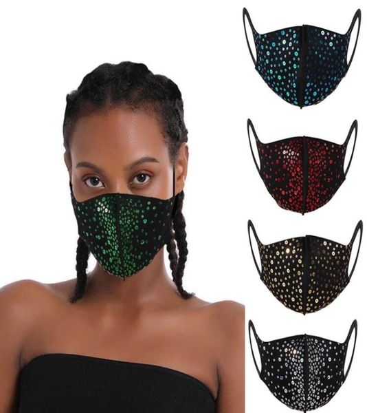 Yüz Maske Glitter Pulin Kapsayan Işıltılı Yıkanabilir Yeniden Kullanılabilir Bling Yüzü Kaplar Lüks Yumuşak Pamuk5904450