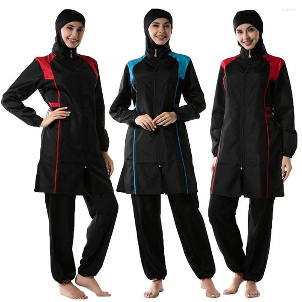 Ethnische Kleidung Full Cocer Frauen Islamischer Muslim Burkini Hijab Kostüm Bescheidene Badebekleidung Beachwear Schwimmen Badeanzug Swmisuit Arab