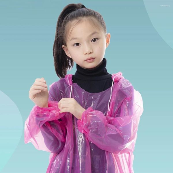 Raincoats 3 Pcs Crianças Chuva Ponchos Impermeável Descartável Poncho De Plástico De Emergência Para Acampamento Ao Ar Livre / Recreação / Caminhadas