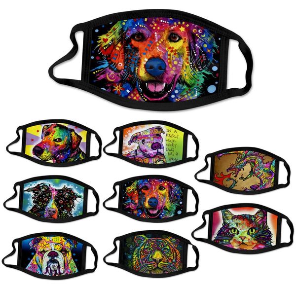 2020 Neue Partymasken Weihnachtsgesichtsmaske Schneeflocke Tier Hund Katze Ölgemälde 3D Masken Staubdichte Masken6622999