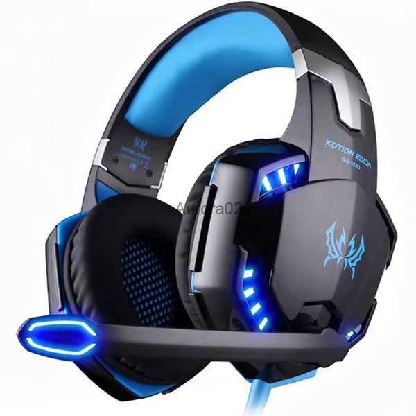 Fones de ouvido para celular Kotion EACH G2000 Stereo Gaming Headset Deep Bass Fones de ouvido para jogos de computador Fone de ouvido com microfone de luz LED para PC Laptop PS4 YQ231120