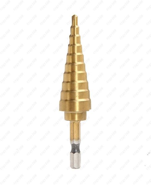 Broca cone passo de titânio cortador de furo 420mm hss 4241 para chapa metálica ferramentas de perfuração de madeira 1296881