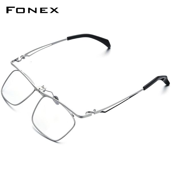 Montature per occhiali da sole FONEX 180 ﾰ Flip Montatura per occhiali da uomo Occhiali da vista quadrati Montature da vista complete Occhiali coreani F8043 230419