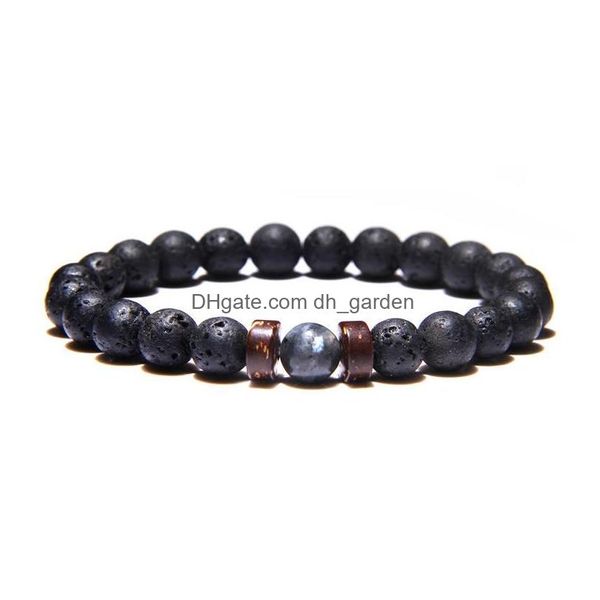 Perlen Perlen Armband für Männer natürliche vulkanische Steinperle tibetische Buddha Chakra Armbänder Mode Drop Lieferung Schmuck Brace Dhgarden Otefb