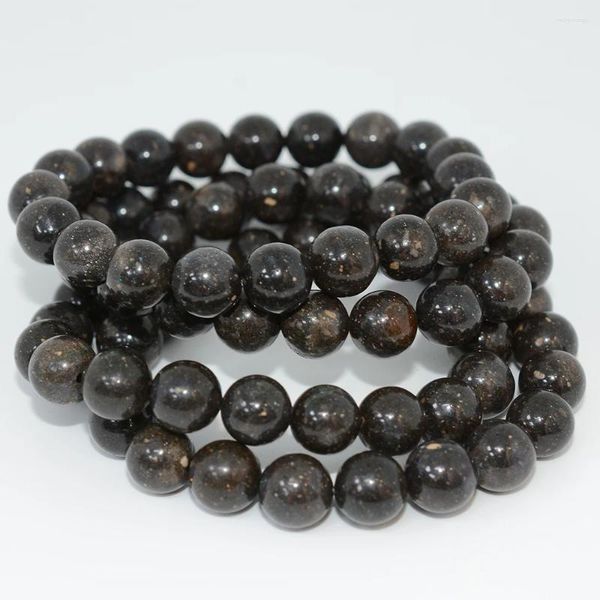 Lose Edelsteine, natürlicher schwarzer Opal, runde Perlen, 10 mm, für die Herstellung von Armbändern