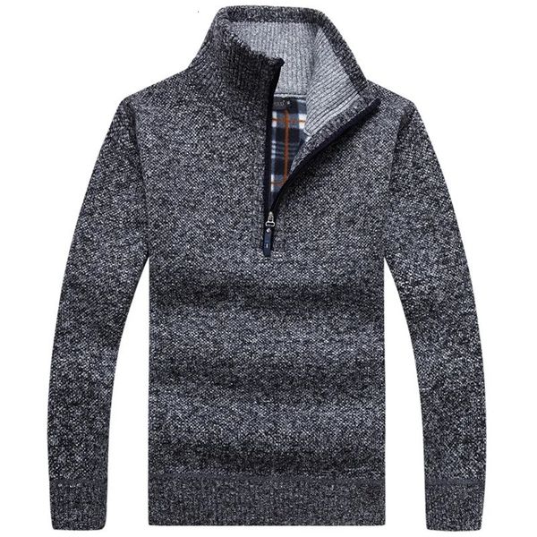 Maglioni da uomo Autunno da uomo caldo e spesso lavorato a maglia pullover solido manica lunga dolcevita maglioni mezza zip caldo pile maglione invernale abbigliamento comodo 231120