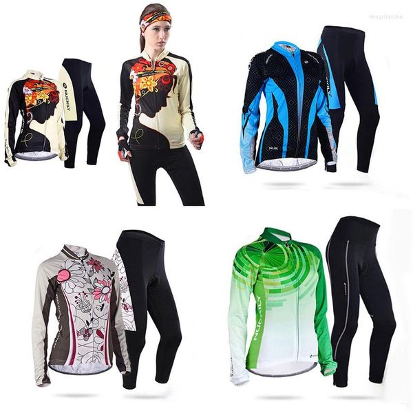 Racing Sets Women Women Cycling Clothing 2023 Manga longa Jersey Jersey Set Bib Kit Female Wear Roupas de bicicleta MTB Dressão uniforme