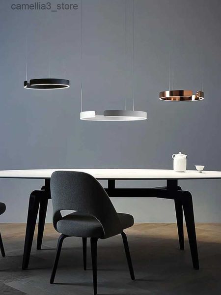 Plafoniere Lampadari per sala da pranzo LED tavolo da pranzo per la casa Lampada a sospensione soggiorno camera da letto Lampadario a soffitto Lampada moderna ad anello rotondo Q231120