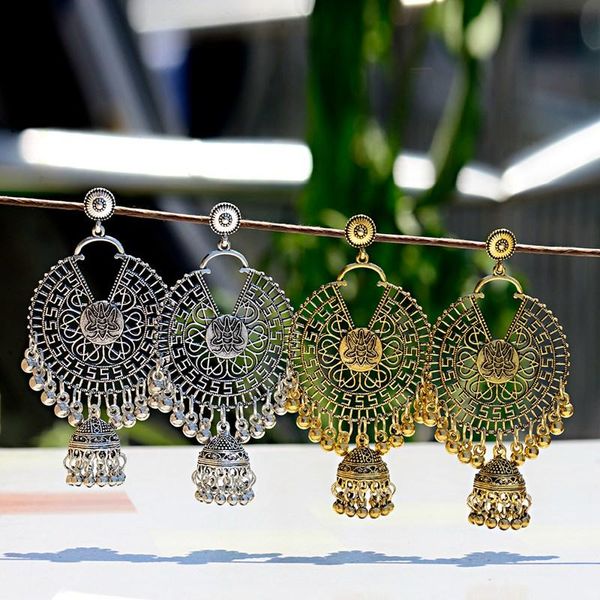 Orecchini pendenti Lampadario Big Round Jewelry Jhumka Jhumki Per le donne Retro Gypsy Statement Nappa Egitto Orecchini turchiDangle DangleDangl