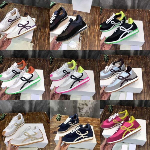 Loewsshoes runner lowes erkek spor ayakkabılar akış bayan tasarımcısı sıradan ayakkabılar naylon süet spor ayakkabı yumuşak üst spor ruuning klasik ayakkabı üst kaliteli boyut 35-45 foms