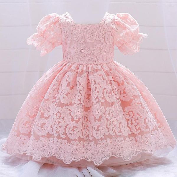 Mädchen Kleider Baby Formal Weiß 1. Geburtstag Geboren Taufe Prinzessin Kleid Spitze Kurzarm Kleidung Party Brautjungfer Kostüm