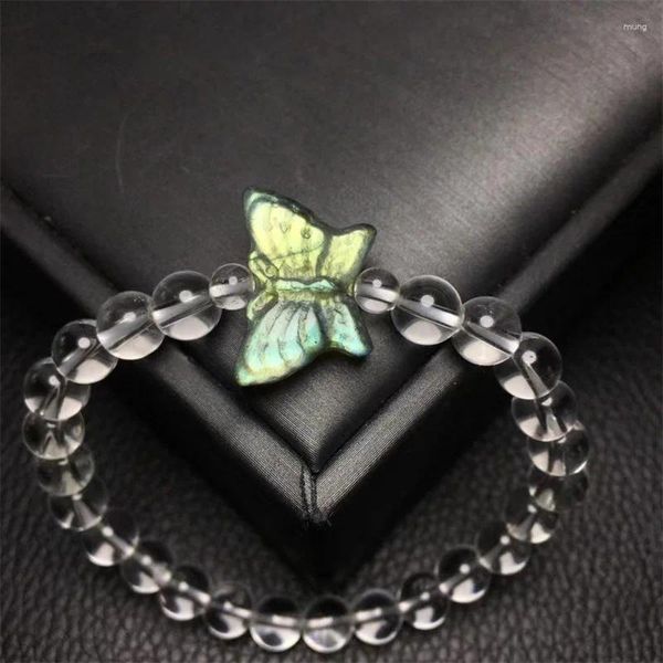 Link pulseiras natural labradorite borboleta pulseira corda encantos artesanal fortuna energia pulseira mineral mulher amuleto jóias presente 1 pçs