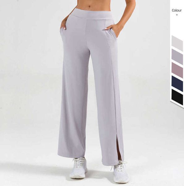 58954Pantaloni da yoga sportivi a gamba larga con corno diviso Leggings da donna Vita alta Sollevamento dell'anca Tubo dritto Tempo libero Danza Fitness Calzamaglia Pantaloni