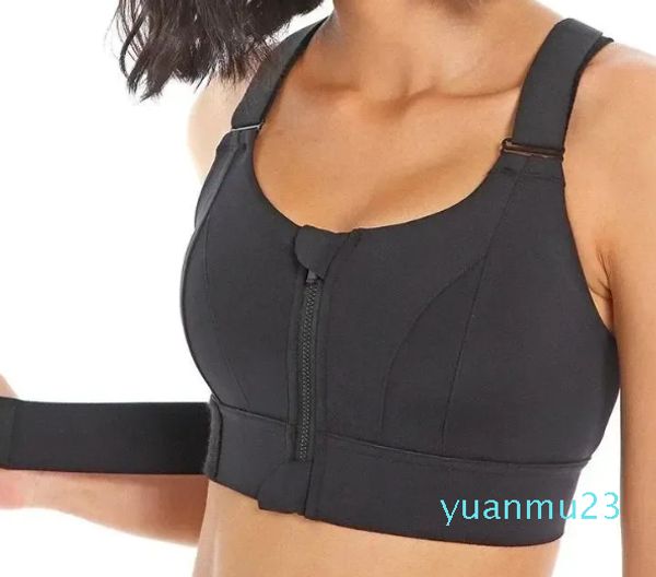 Abbigliamento da yoga Reggiseno sportivo Tierra ad alta resistenza Cerniera anteriore regolabile Gilet con ferretto antiurto Lingerie incrociata sul retro per le donne