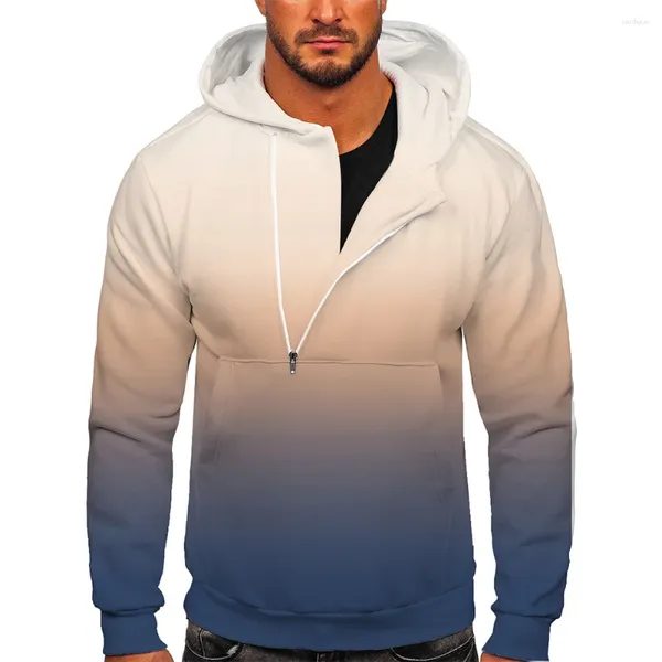 Erkek Hoodies Şık Mens Gradient Sweatshirt Atletik Uzun Kollu Kapüşonlu Üstler Modaya uygun stil ve aktif yaşam tarzı