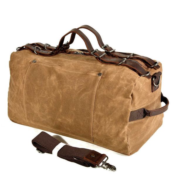 Duffel Bags Evening American Military Style Utilizou a tela de cera de óleo espessa uma bolsa de ombro de uma bolsa de viagem ao ar livre sólida 221017