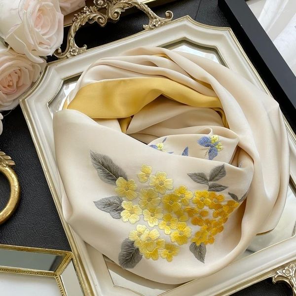 Шарфы Suzhou, вышитые настоящие шелковые шарф шарф мода Элегантная пашмина подарки подарки, жена, мать, девочка, женщины