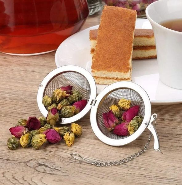 Limers de colandes 100pcs teaware aço inoxidável malha de chá de chá de chá infusser filtro Esfera de especiar