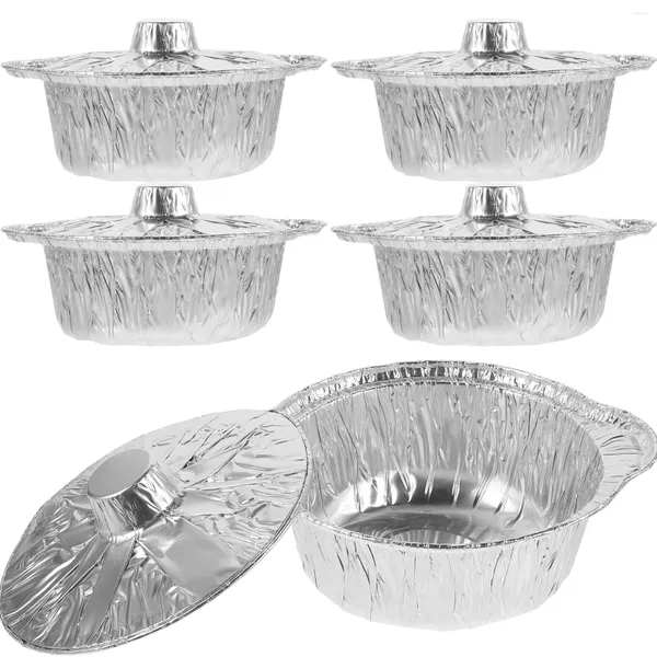 Ciotole 5 set di piastra grill piatto da outdoor stagno pentola terate contenitori per torta usa e getta in alluminio portatile