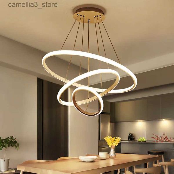 Luzes de teto LED Lustre para lâmpadas de jantar Design de luxo moderno e lâmpada pendurada para teto Sala de estar Lustre Pingente Luminária Q231120