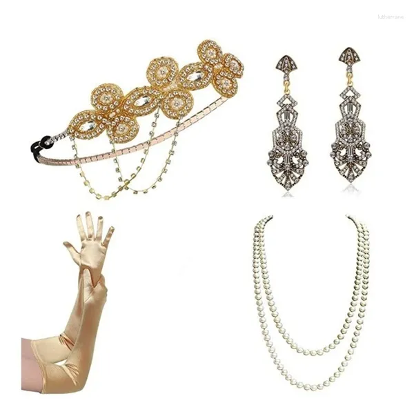 Fermagli per capelli Set di accessori per costume Flapper Gatsby degli anni '20 Copricapo con fascia anni '20