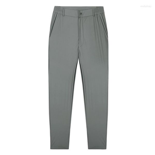 Pantaloni da uomo Elastico in vita Abbigliamento casual da uomo Nero Grigio Pantaloni estivi sottili per uomo Business Nylon traspirante 2023