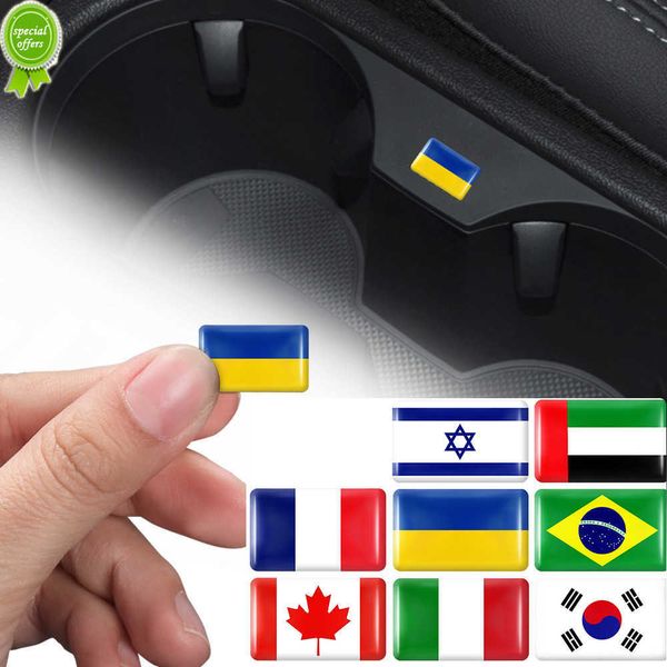 10pcs 3D Epóxi Cars Interior Adesivos Decalques Acessórios decorativos para Ucrânia Reino Unido U.S.A. Brasil França Canadá Turquia