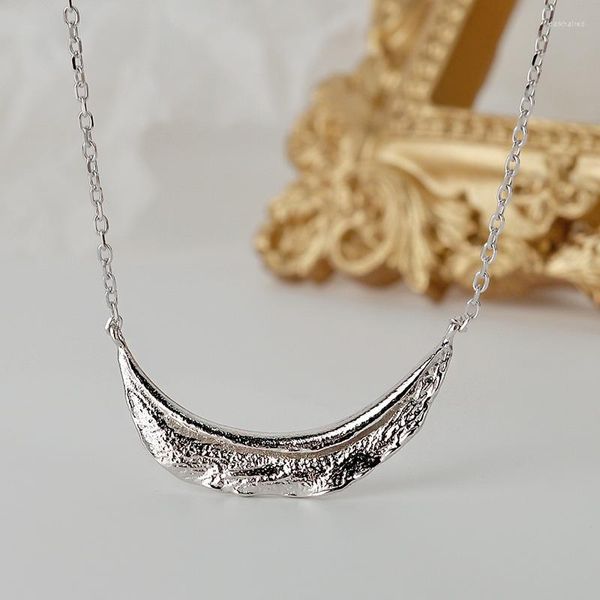 Цепи 925 Стерлинговое серебро простые нишевые ветвь текстура очарование ожерелье женские свадебные ювелирные украшения