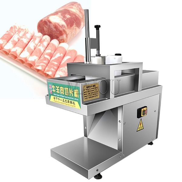 Affettatrice elettrica per involtini di manzo di montone Macchina per affettare la carne congelata Pialla per carne da tavolo in acciaio inossidabile