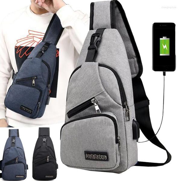 Bolsas de cintura ombro macho ombro USB Charging crossbody Men Anti -Roubo Chest Bag School Summer Trip Short Trip Messengers 2023