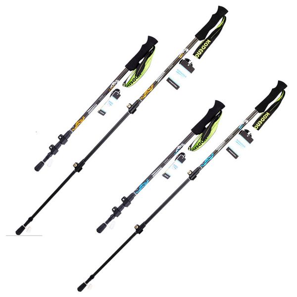 Pólos de trekking 1pc kodenor fibra de carbono bengala bengala telescópica de 3 seções de 3 seções de trava externa dobrável 63-135cm Handelim reto 230419