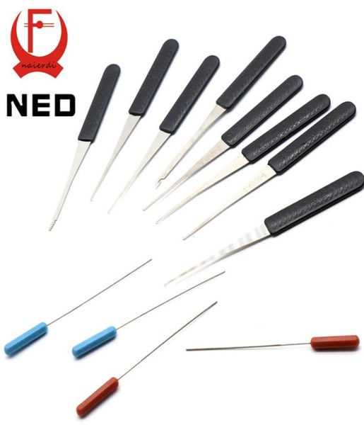 NED Hochwertiges 12-teiliges Falt-Pick-Werkzeug, gebrochener Schlüssel, entfernen, automatisches Schlosser-Werkzeug, Schlüssel-Auszieher-Set, Schloss-Hardware-Griff, DIY-Werkzeuge9449018