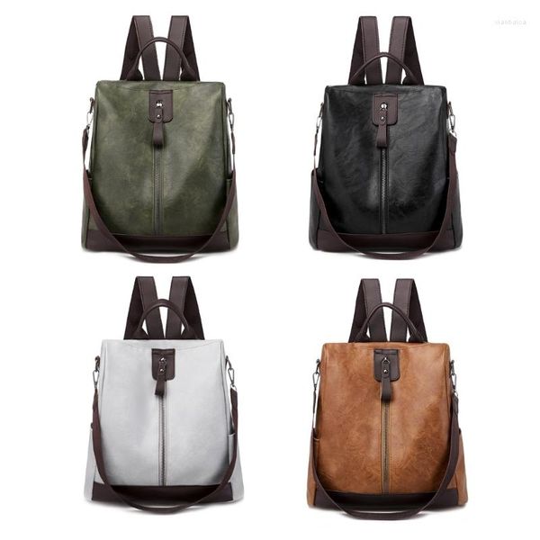 Bolsas escolares vintage pU couro feminino mochila anti-thef bag backpack backpack ombro de luxo viagens femininas feminina