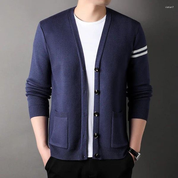 Männer Pullover Strickjacke Herbst Und Winter Koreanische Version V-ausschnitt Pullover Langarm Farbe Passenden Papa Outfit Mantel Großhandel