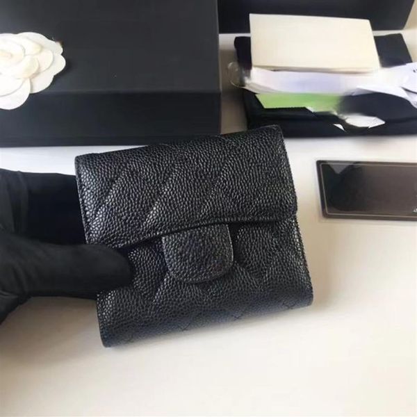 Cc Wallet Luxus-Designer-Geldbörse Kleine Geldbörse Kartenhalter Damen Geldbörsen Kleine Geldbörse Schwarze Mini-Geldbörse Klassische gesteppte Mode Leat2857