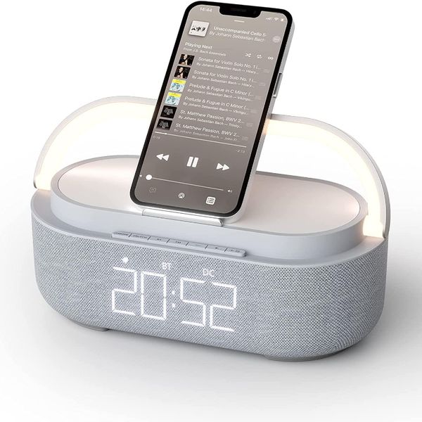 Altoparlanti portatili Altoparlante Bluetooth protetto Sveglia digitale Caricabatterie wireless Radio FM Luce notturna Altoparlanti wireless 1800mAh per comodino domestico 230419