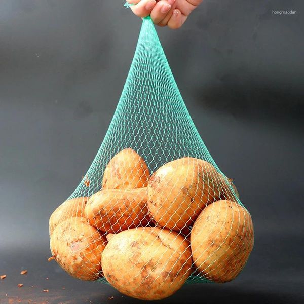 Aufbewahrungsbeutel 100 Stück Rot Grün Nylon Mesh Net für Gemüse Obst Ei Spielzeug Lebensmittelverpackung Organizer Gardening Network