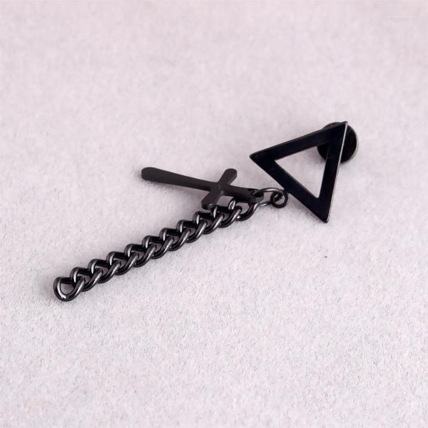 Ohrstecker Mode Frauen Männer Punk Farbe Gold Schwarz Kreuz A World Pole Stainles Steel Hollow Triangle Long Chain Brincos Schmuck