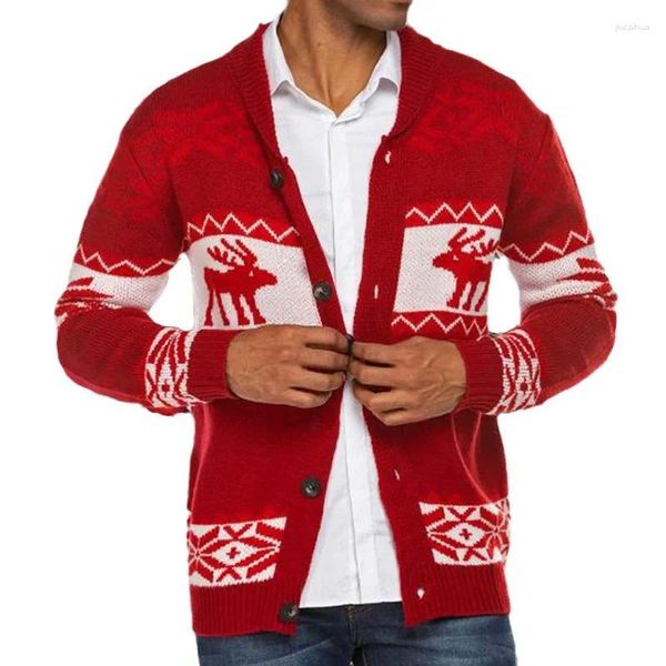 Suéteres masculinos Natal Cardigan Sweater Homens Overszied Casaco Jumpers Malhas Alta Qualidade Casual Ano Casacos