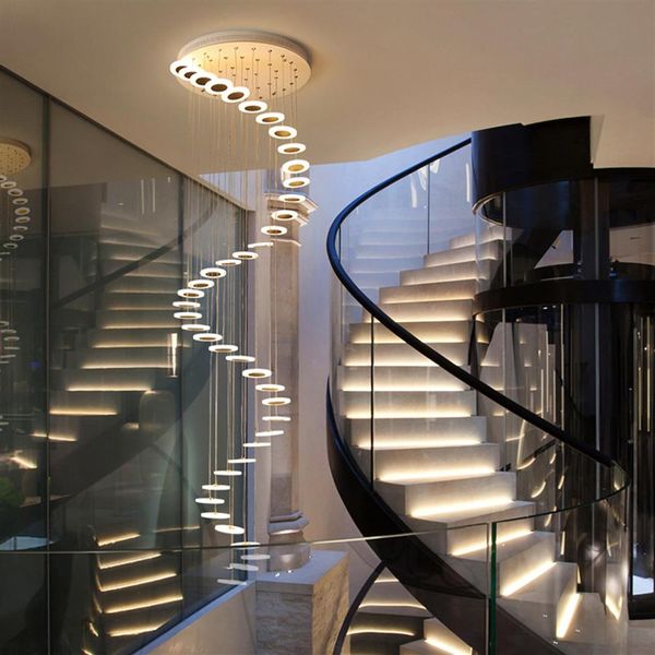 Luzes de pingentes LED Luz de escada em espiral simples iluminação interna Villa Office El Lobby Lâmpada Candelador Lâmpadas redondas Creati238m