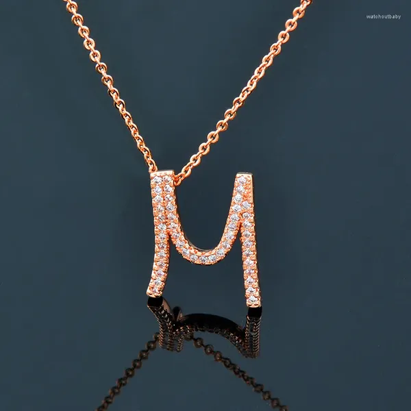 Ожерелья с подвесками KIOOZOL, ожерелье с буквой M для женщин, розовое золото, серебро, цепочка на шею с кубическим цирконием, модные ювелирные аксессуары