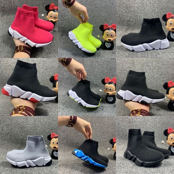 2023 Novos sapatos de moda infantil crianças bebês correndo tênis botas infantil menino e garotas lã malha de meias atléticas sapatos 24-35