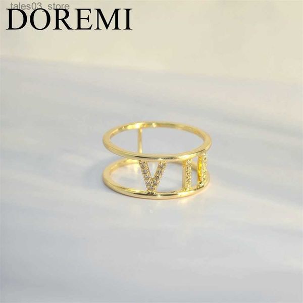 Trauringe DOREMI 6mm Kristallstein Hohlbuchstaben Ring Vergoldet Personalisierter Schmuck Name Zirkon Römische Zahl Ring Benutzerdefinierter Schmuck Q231120