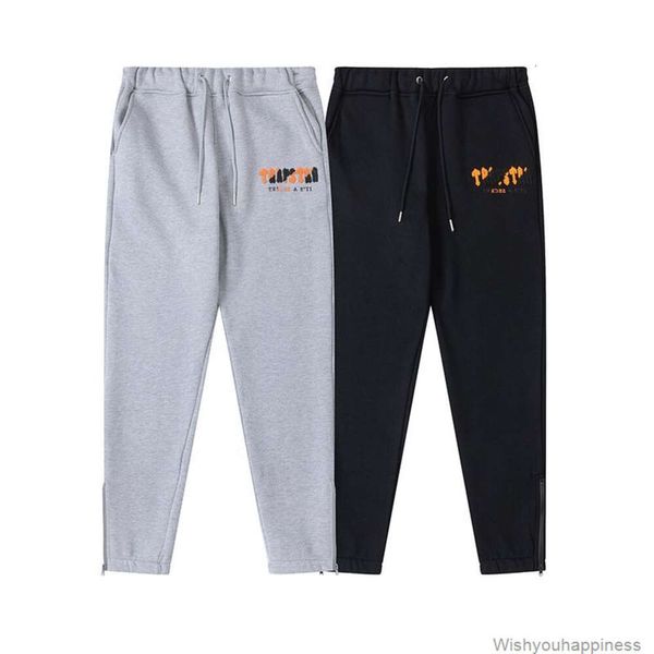 Designer Freizeithose Hose Jogginghose Herbst Winter Neu Trapstar Gelb Schwarz Handtuch bestickter Plüsch-Kapuzenpullover Nahaufnahme Reißverschlusshose Lässige Schutzhose