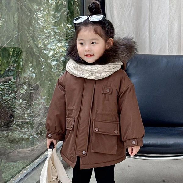 Daunenmantel Herbst Winter Mädchen Mäntel Outdoor Kinder Parkas Kinder Baumwolljacke Warme Plüsch Verdickte Prinzessin Oberbekleidung Babykleidung