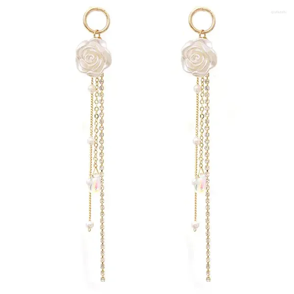 Orecchini pendenti 1 paio di donne creative con ciondolo a forma di rosa, delicate perle finte, con catena, accessori per gioielli con nappa